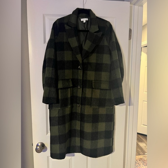 12th Tribe Olive and Black Long Coat - Picture 1 of 3